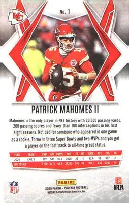 2025 Panini Phoenix #1 Patrick Mahomes II - Football Card Single