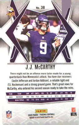 2025 Panini Phoenix #38 J.J. McCarthy - Football Card Single