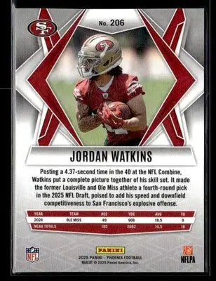 2025 Panini Phoenix Jordan Watkins #206 San Francisco 49ers - Football Card Single