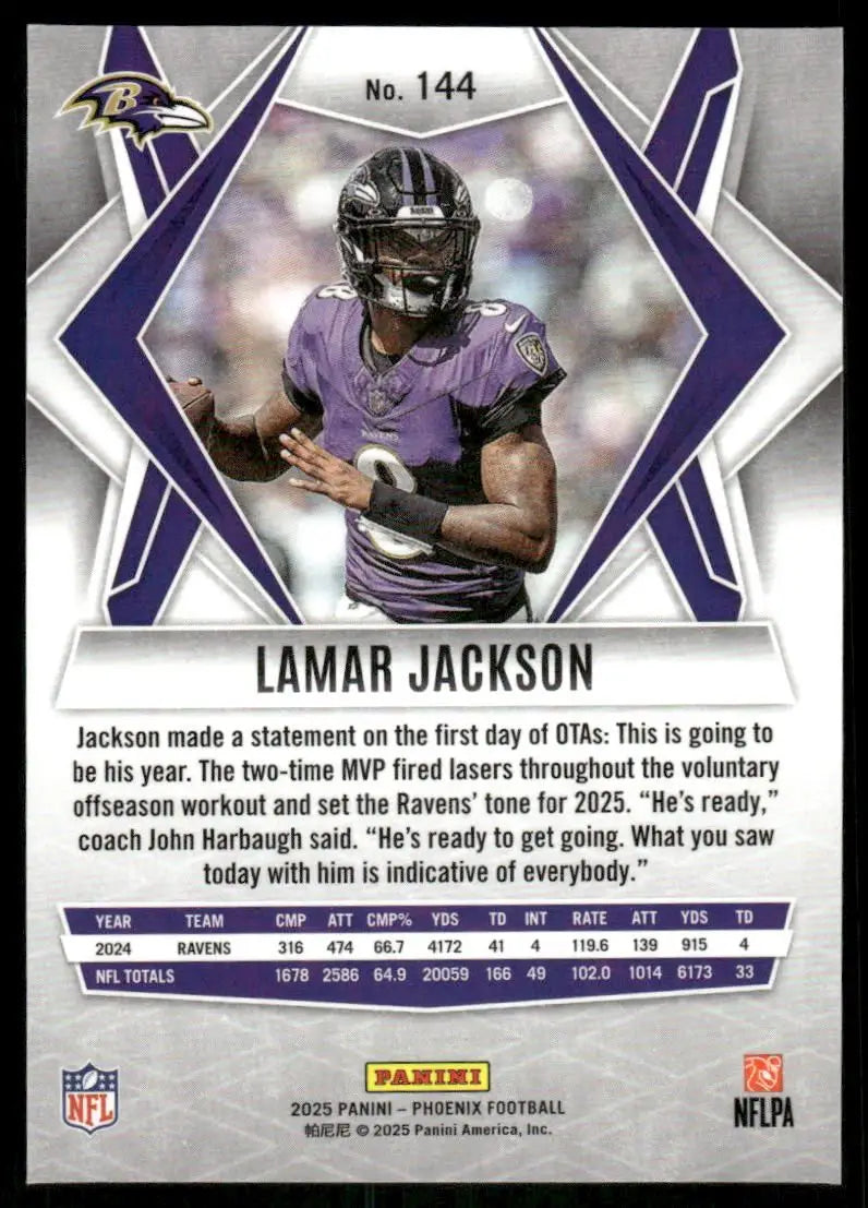 2025 Panini Phoenix Lamar Jackson #144 Football - Football Card Single