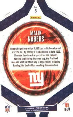 2025 Panini Phoenix Paragon #5 Malik Nabers - Football Card Single