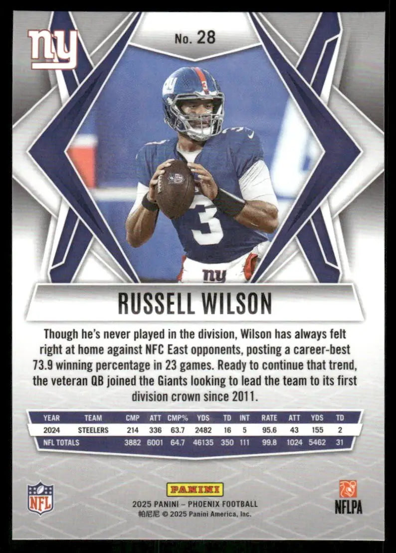 2025 Panini Phoenix Russell Wilson #28 Football - Football Card Single