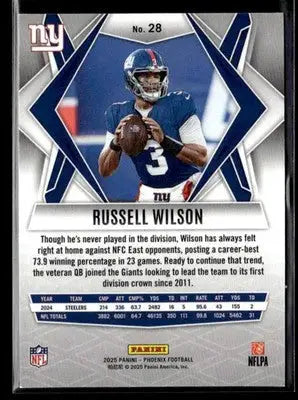 2025 Panini Phoenix Russell Wilson #28 New York Giants - Football Card Single