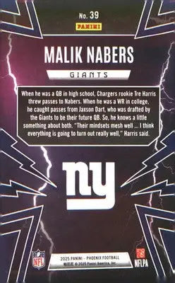 2025 Panini Phoenix Thunderbirds #39 Malik Nabers - Football Card Single