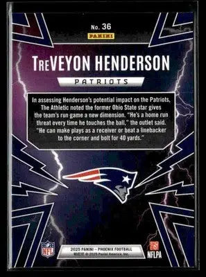 2025 Panini Phoenix TreVeyon Henderson #36 Thunderbirds New England Patriots - Football Card Single