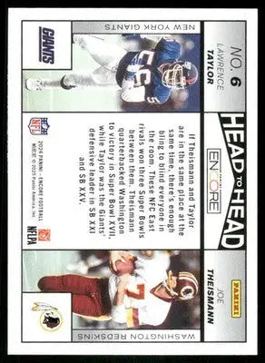 2025 Panini Pinnacle Encore Joe Theismann Lawrence Taylor #6 Football - Football Card Single