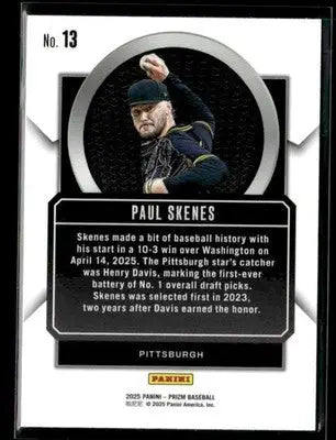 Paul Skenes baseball card from Panini Prizm 2025 Pittsburgh Pirates Talisman