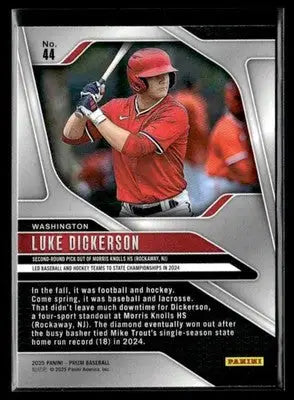 2025 Panini Prizm #44 Luke Dickerson - Baseball Card Single