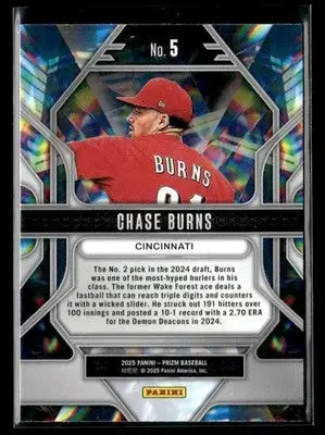 2025 Panini Prizm #5 Chase Burns Prizmatic - Baseball Card Single