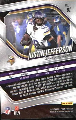 2025 Panini Prizm #81 Justin Jefferson
