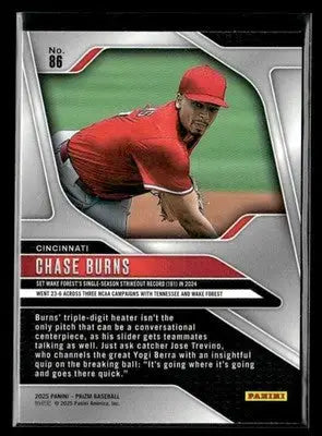 2025 Panini Prizm #86 Chase Burns - Baseball Card Single