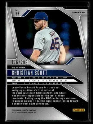 2025 Panini Prizm #92 Christian Scott Red Prizm #/299 - Baseball Card Single
