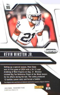 2025 Panini Prizm Draft Picks #105 Kevin Winston Jr. - Football Card Single