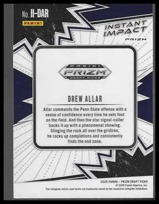 2025 Panini Prizm Draft Picks #II-DAR Drew Allar Instant Impact Gold Ice