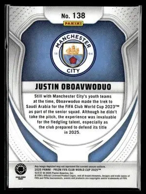 2025 Panini Prizm FIFA Club World Cup #138 Justin Oboavwoduo - Soccer Card Single