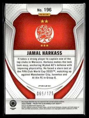 2025 Panini Prizm FIFA Club World Cup #196 Jamal Harkass Blue Ice #/175 - Soccer Card Single