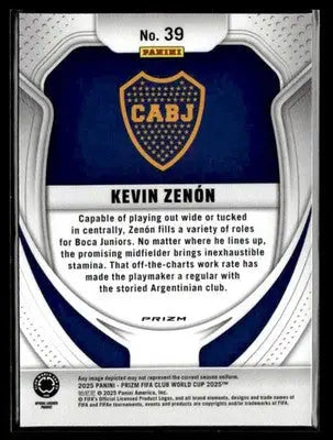 2025 Panini Prizm FIFA Club World Cup #39 Kevin Zenon Silver - Soccer Card Single