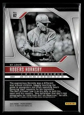 2025 Panini Prizm Rogers Hornsby #62 St. Louis Cardinals