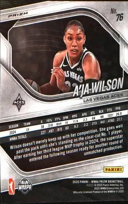 2025 Panini Prizm WNBA Blue Velocity Prizms #76 A’ja Wilson - Basketball Card Single