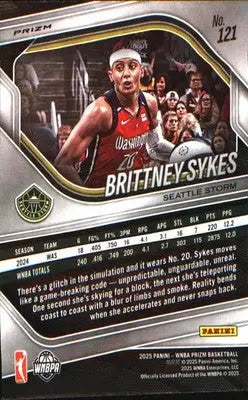 2025 Panini Prizm WNBA Green Prizms #121 Brittney Sykes - Basketball Card Single