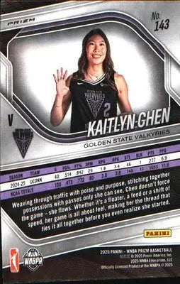 2025 Panini Prizm WNBA Ice Prizm #143 Kaitlyn Chen - Basketball Card Single