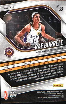 2025 Panini Prizm WNBA Ice Prizm #25 Rae Burrell - Basketball Card Single