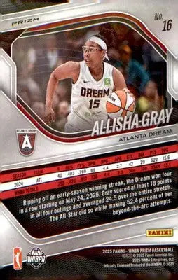 2025 Panini Prizm WNBA Silver Prizms #16 Allisha Gray