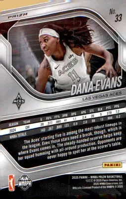 2025 Panini Prizm WNBA White Seismic Prizms #33 Dana Evans - Basketball Card Single