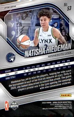 2025 Panini Prizm WNBA White Seismic Prizms #53 Natisha Hiedeman - Basketball Card Single