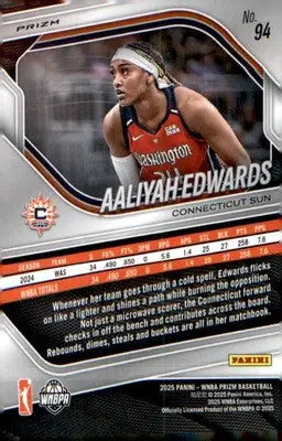 2025 Panini Prizm WNBA White Seismic Prizms #94 Aaliyah Edwards - Basketball Card Single