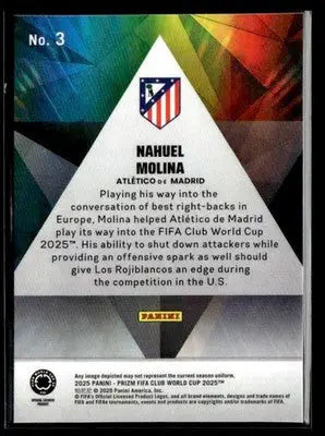 2025 Panini Prizm World Cup #3 Nahuel Molina Prizmatic - Soccer Card Single