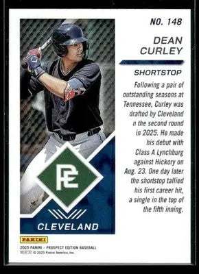 2025 Panini Prospect Edition Dean Curley #148 Cleveland Guardians - Baseball Card Single