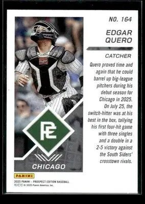 2025 Panini Prospect Edition Edgar Quero #164 RC Chicago White Sox - Baseball Card Single