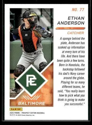 2025 Panini Prospect Edition Ethan Anderson #77 Baltimore Orioles - Baseball Card Single