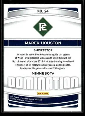 2025 Panini Prospect Edition Marek Houston #24 Domination Minnesota Twins - Baseball Card Single