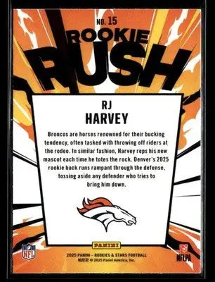 2025 Panini Rookies & Stars RJ Harvey #15 Rookie Rush Denver Broncos - Football Card Single