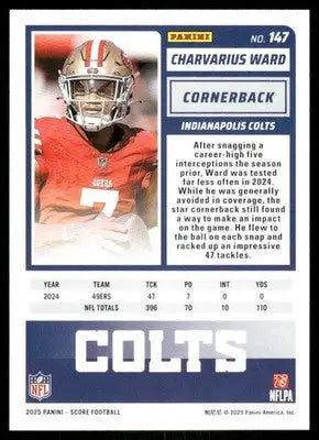 2025 Panini Score Charvarius Ward #147 Football - Football Card Single