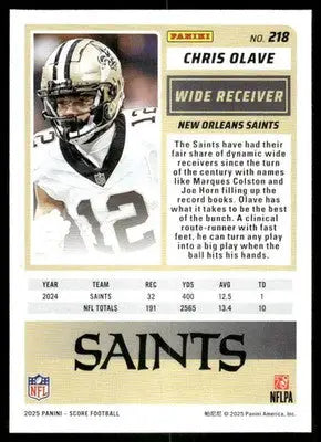 2025 Panini Score Chris Olave #218 Football - Football Card Single