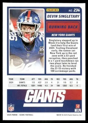2025 Panini Score Devin Singletary #234 Football - Football Card Single