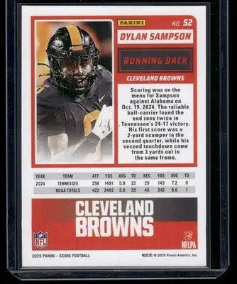 2025 Panini Score Rookie Dylan Sampson #52 RC Football - Football Card Single
