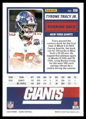 2025 Panini Score Tyrone Tracy Jr. #116 Football - Football Card Single