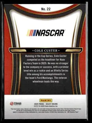 2025 Panini Select #22 Cole Custer Sensations - Racing Card Single