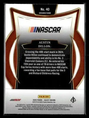2025 Panini Select #40 Austin Dillon - Racing Card Single