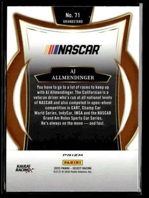 2025 Panini Select #71 AJ Allmendinger Silver Prizms - Other
