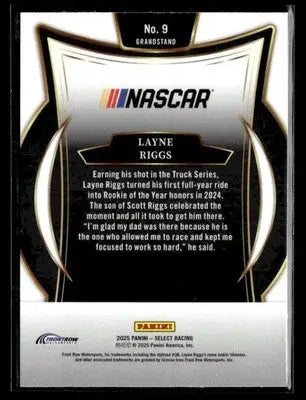 2025 Panini Select #9 Layne Riggs - Racing Card Single