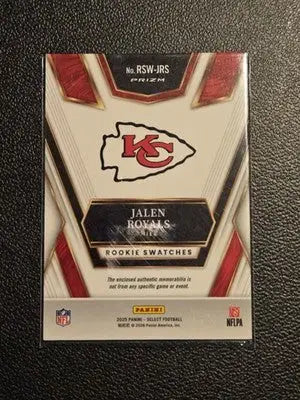 2025 Panini Select #RSW-JRS Jalen Royals Rookie Swatches Blue Prizm