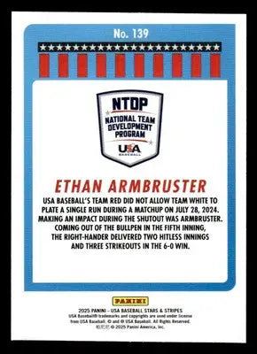 2025 Panini Stars and Stripes USA Baseball #139 Ethan Armbruster - Baseball Card Single