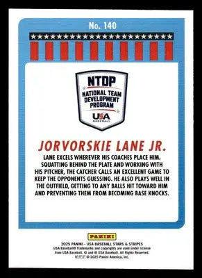 2025 Panini Stars and Stripes USA Baseball #140 Jorvorskie Lane Jr. - Baseball Card Single