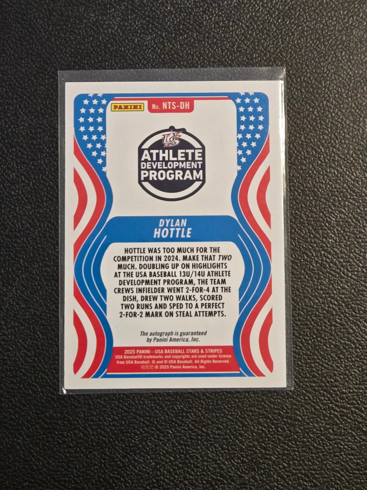 2025 Panini Stars & Stripes USA Dylan Hottle 13U/14U National Signatures - Trading Cards