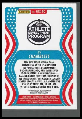 2025 Panini USA Baseball 13U/14U Nat Team Signatures #NTS-TC Ty Chambless - Baseball Card Single